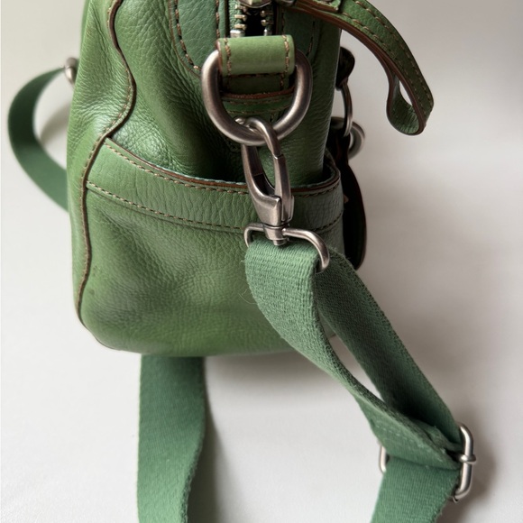 Fossil Maddox Green Leather Satchel Bag Rare - Picture 10 of 16